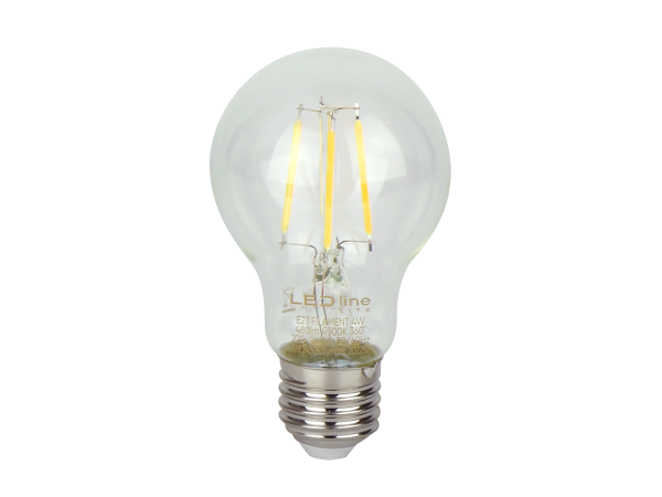 LED Bulb E27 2700K 4W 480lm 230V 360° FILAMENT A60 Glass LITE