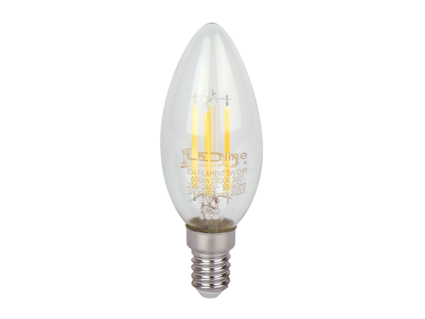 LED bulb E14 2700K 5W 600lm 230V 360° FILAMENT C35 DIM Glass LITE