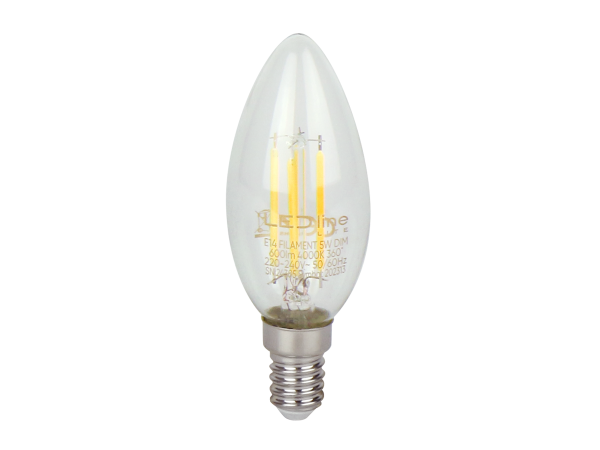 LED bulb E14 4000K 5W 600lm 230V 360° FILAMENT C35 DIM Glass LITE
