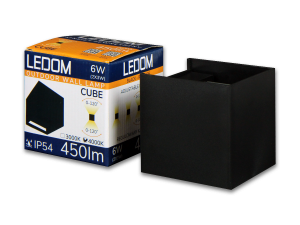 LEDOM Outdoor wall mounted luminaire LED 2x3W 4000K IP54 black CUBE