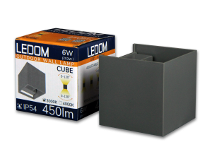 LEDOM Outdoor wall mounted luminaire LED 2x3W 3000K IP54 gray CUBE