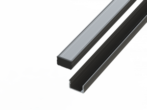 10 mm anodized aluminum profile, black anodized surface 2 meters + frosted cover